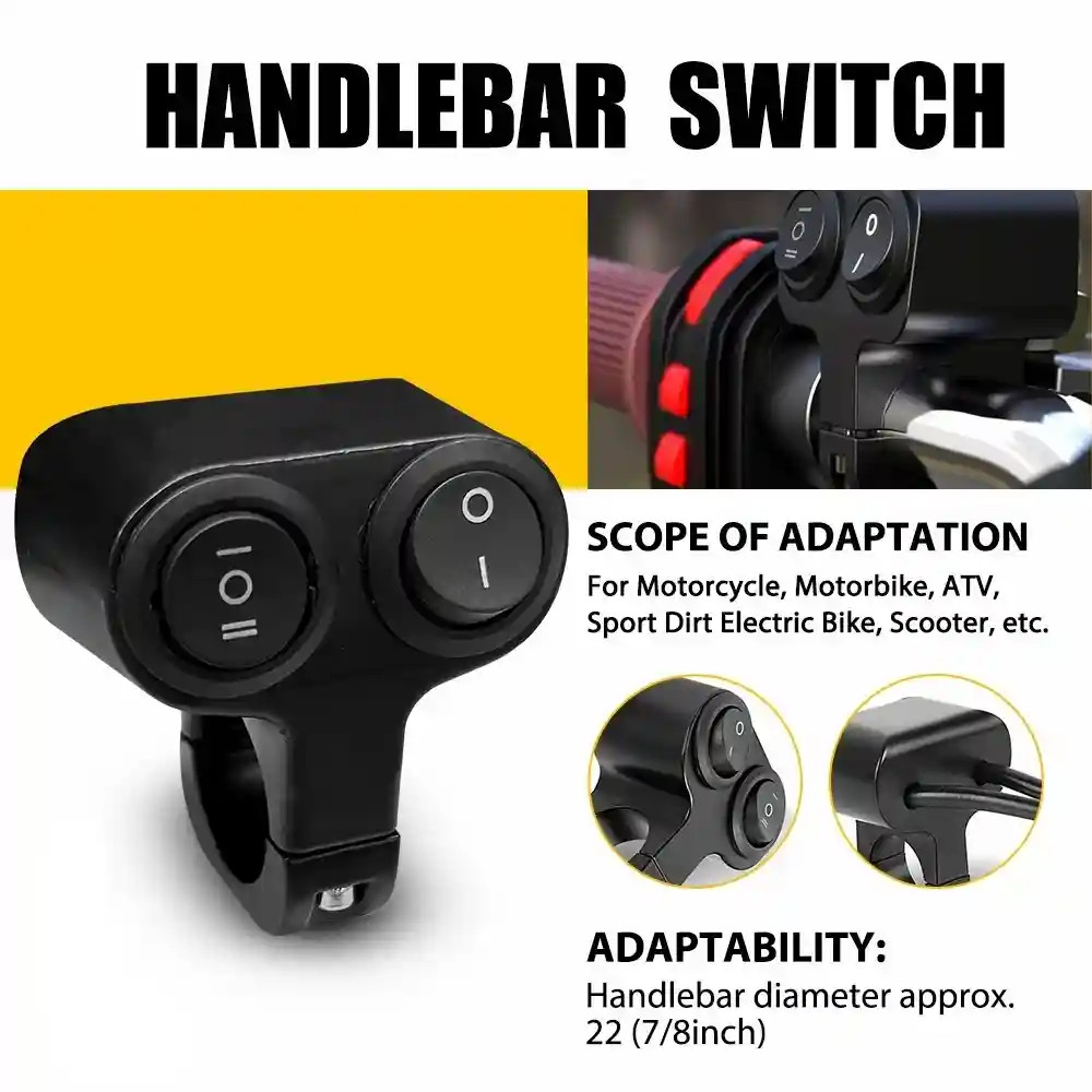 Dual 22mm Handle 7/8in Bar Rocker Switch On/Off High Low Light Switch Waterproof