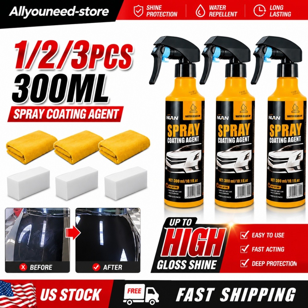 1/2/3Pack 300ML 3 in 1 High Protection Quick Car Coat Ceramic Coating Spray 2026