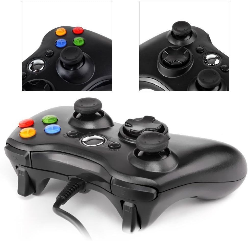 Xbox 360 Wired controller Gamepad Controller for 360(Black) Black