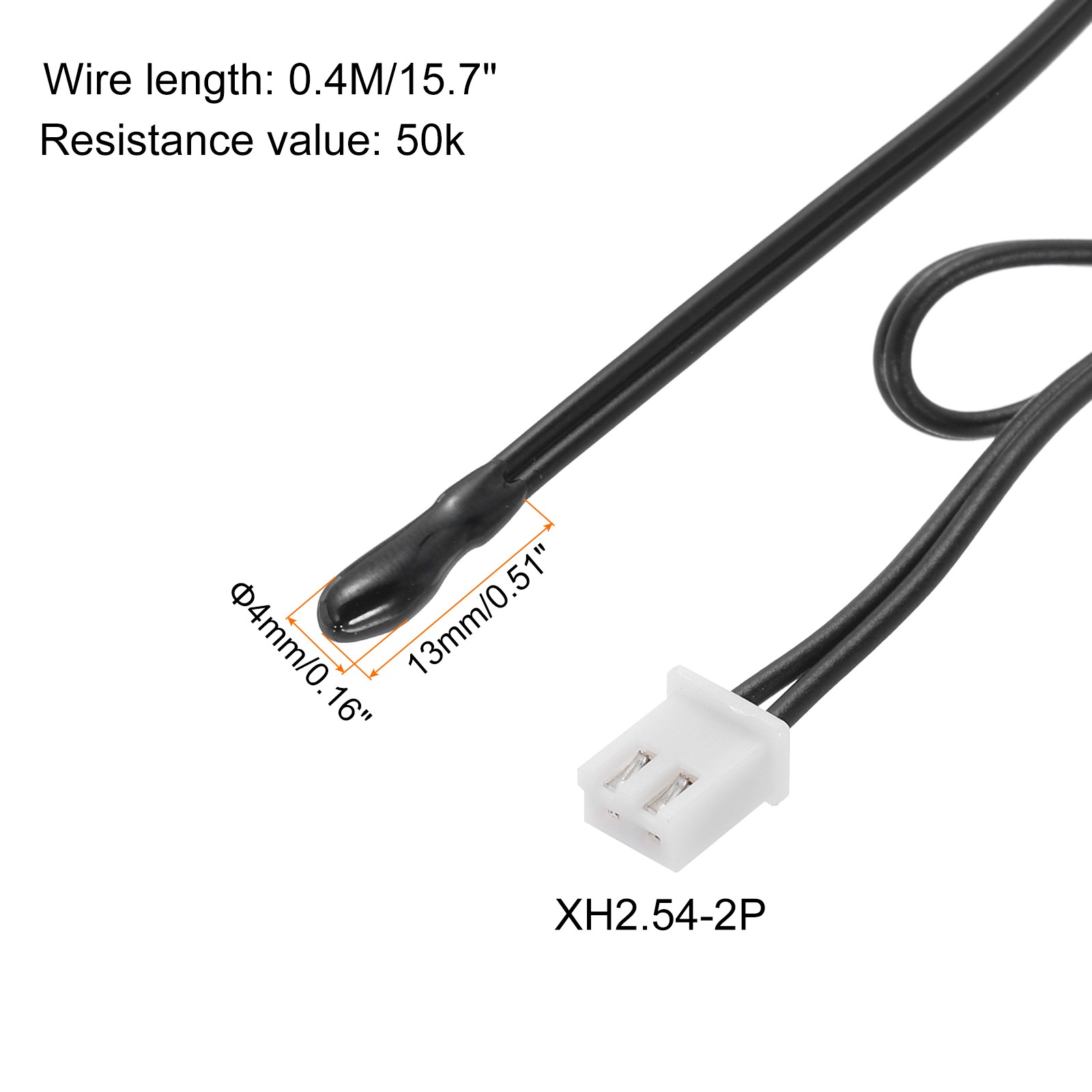 1 Pcs 50K NTC Thermal Sensor Probe,Epoxy Temp Sensor Probe 15.7 Inch
