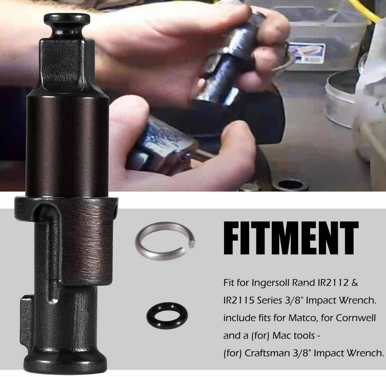 3/8" Impact Wrench Replacement Anvil IR2112 & IR2115 with O Ring and Retainer