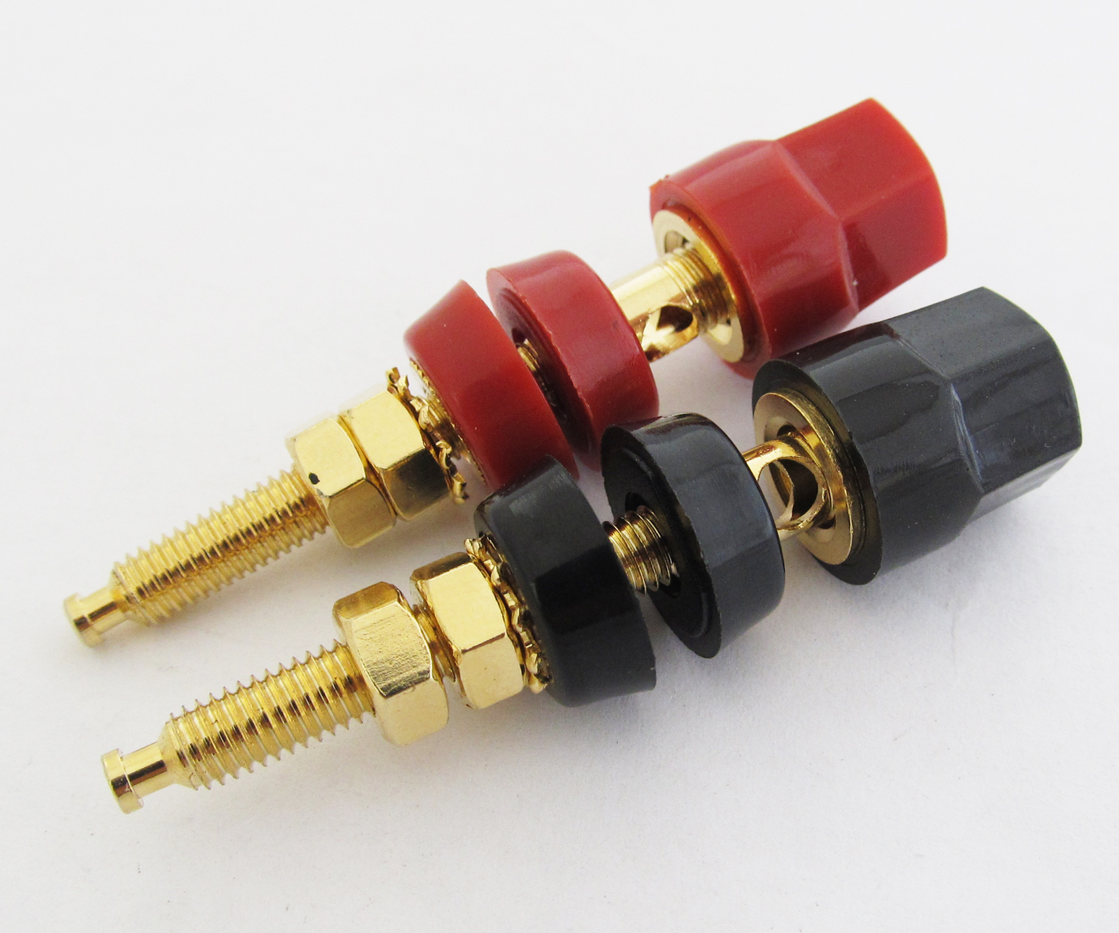 2pairs High Quality Hex Head Gold Plated Binding Post Banana Jack Long Terminal