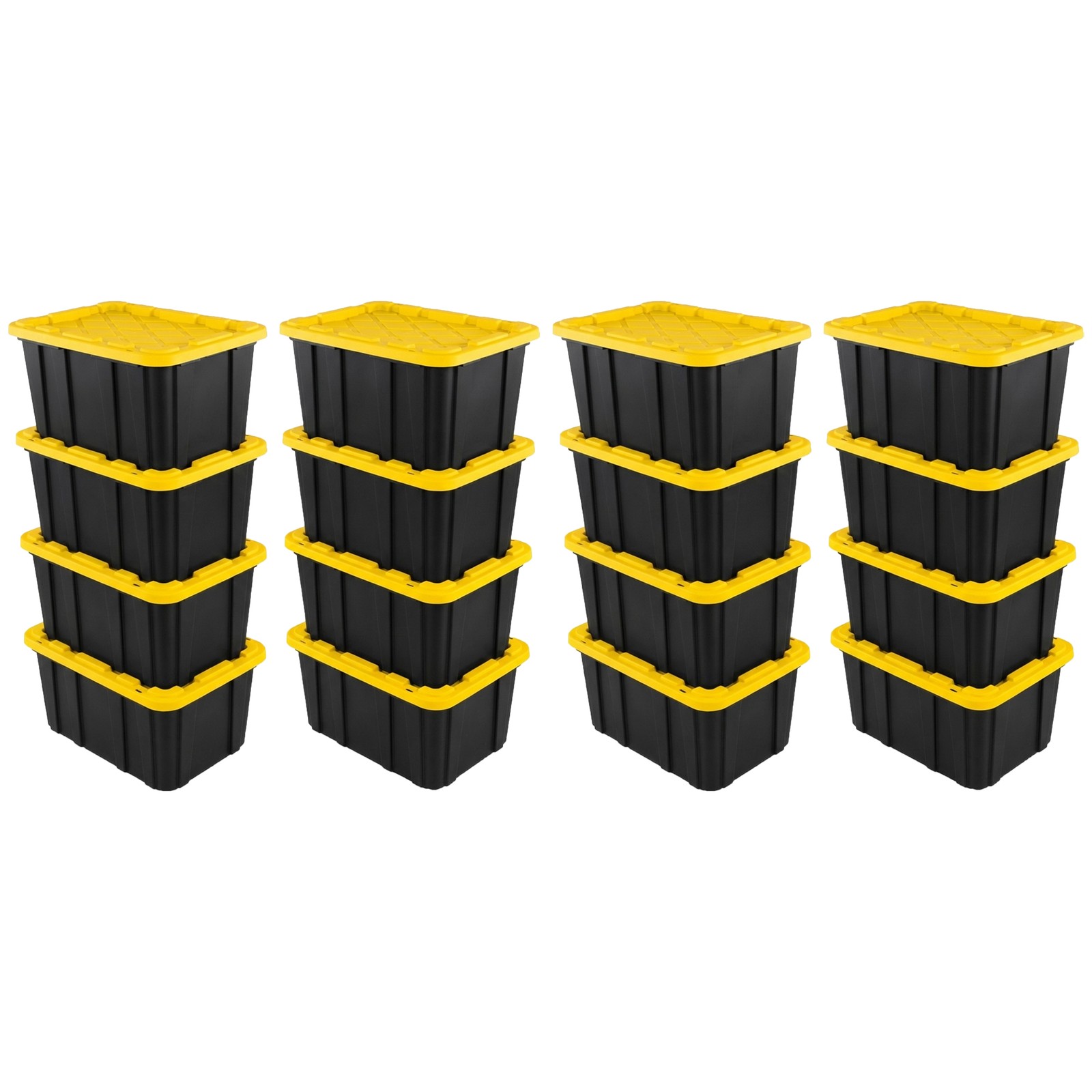 Sterilite 27 Gallon Industrial Stackable Storage Tote Lidded Containers, 16 Pack
