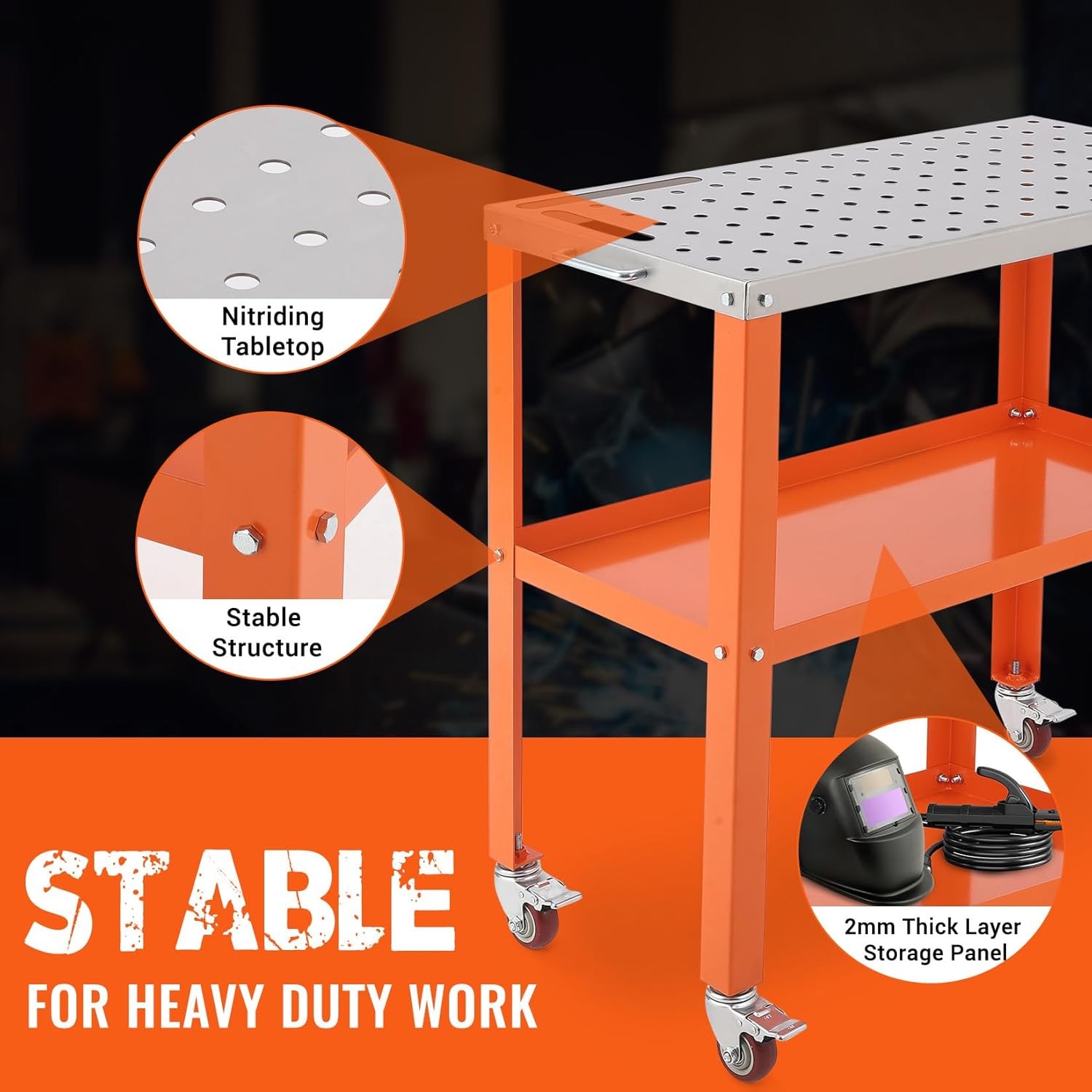 36x18 Inch Welding Table 1200LBS Load Capacity Steel Welding Workbench W/ Wheels