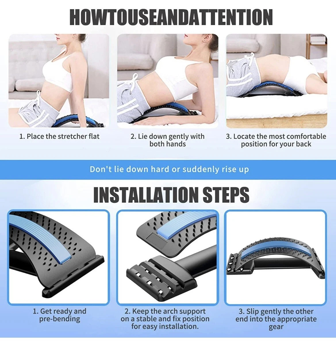 Back Stretcher for Lower Back Pain Relief, Back Cracking Device, Multi-Level