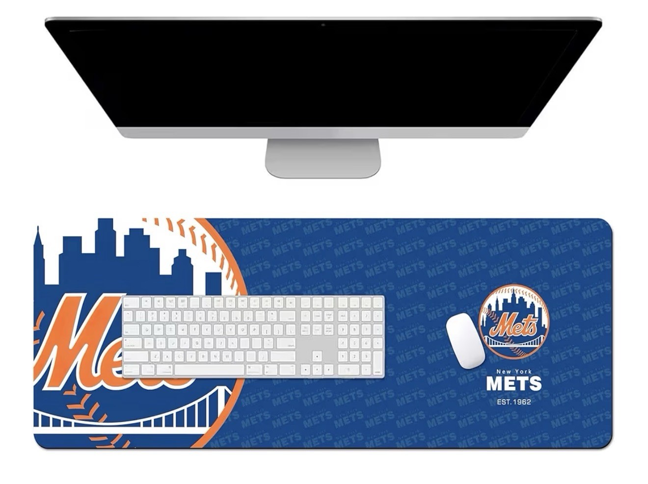 New York Mets MLB Waterproof Pad Extended Contour Mat Large Gaming Mouse Graphic