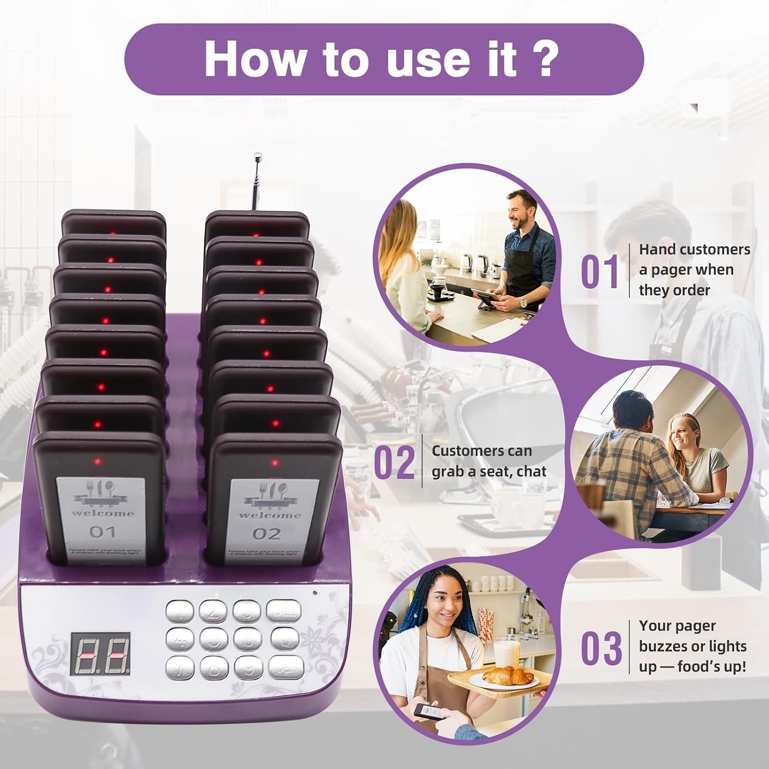 20-Set Restaurant Buzzers: Long Range Paging for Safe Distancing and Efficiency