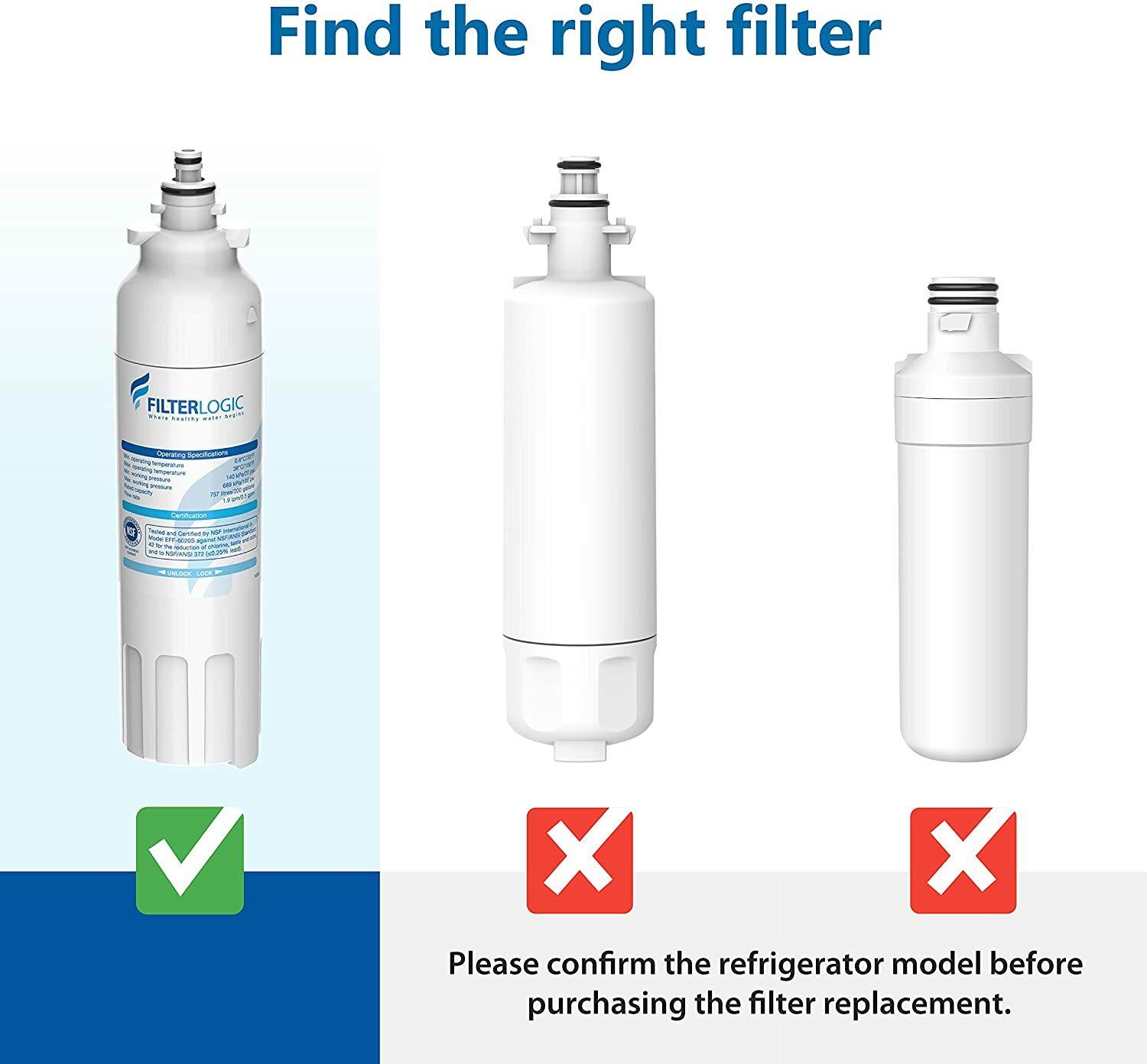 6 Packs FilterLogic Refrigerator Water Filter Replacement for LG® LT800P®