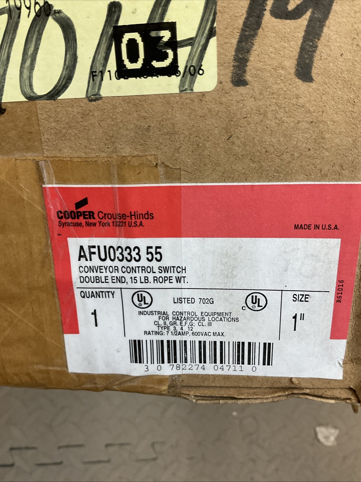 Cooper Cruise Hinds AFU033355 Double End Conveyor Control Switch NIB