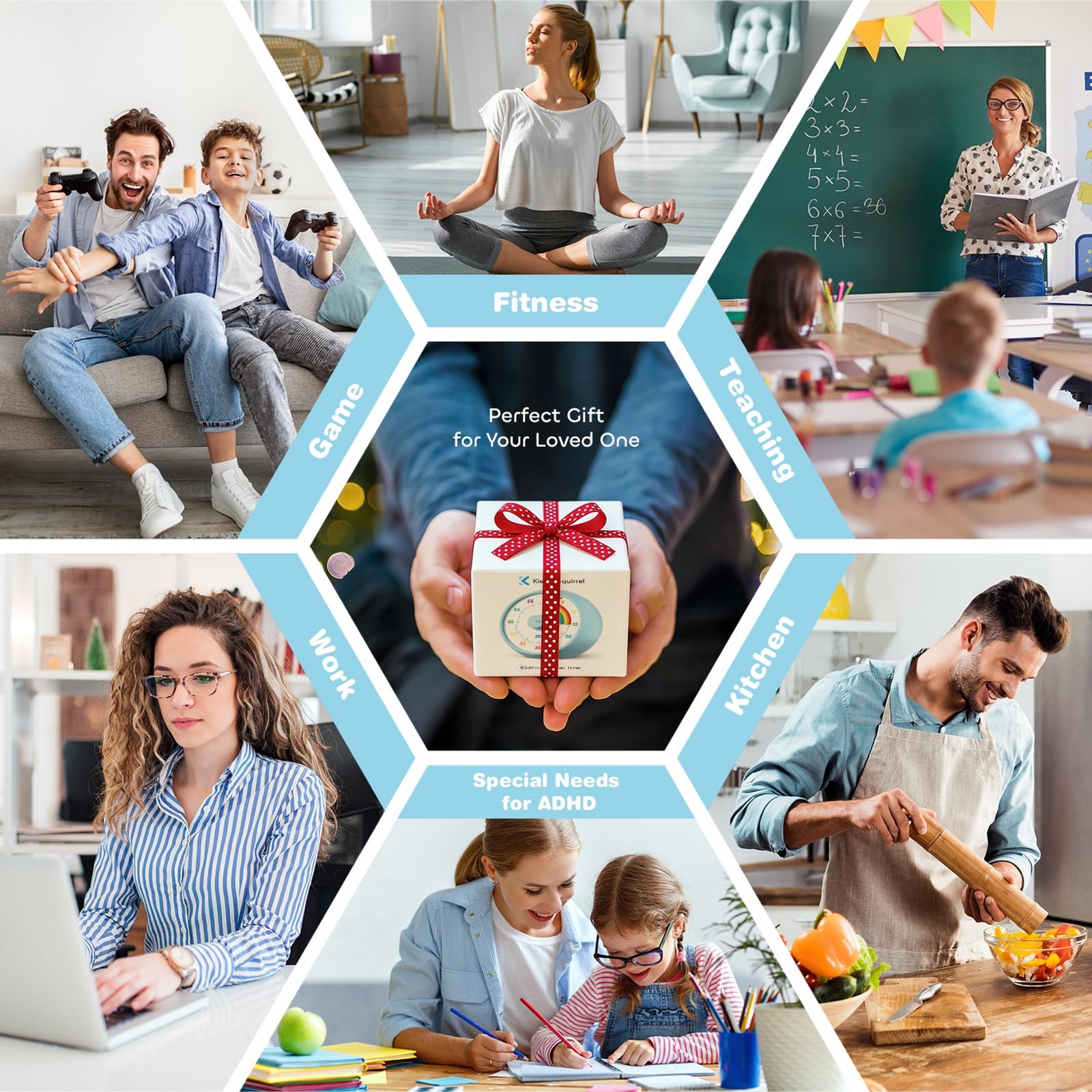 Visual Timer for Kids, 60-Minute Countdown for Classroom Office Kitchen, Desk Ti