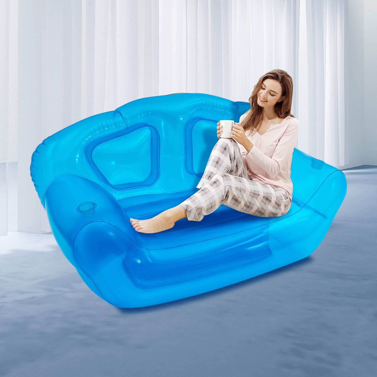 Inflatable Sofa Portable Inflatable Double Person Couch Patio Yard Camping Sofa