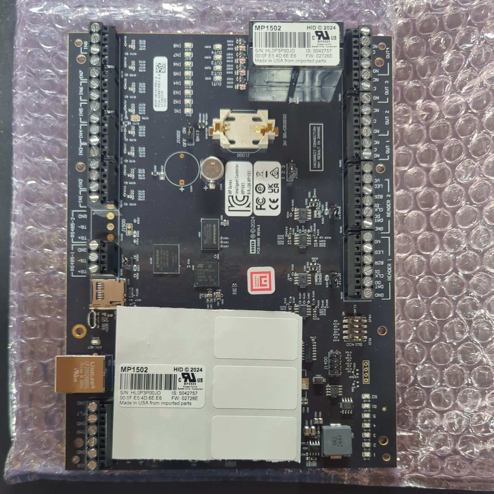 Mercury/ACRE MP1502 Controller Board 2 Readers 8 Inputs 4 Output- ACRE software