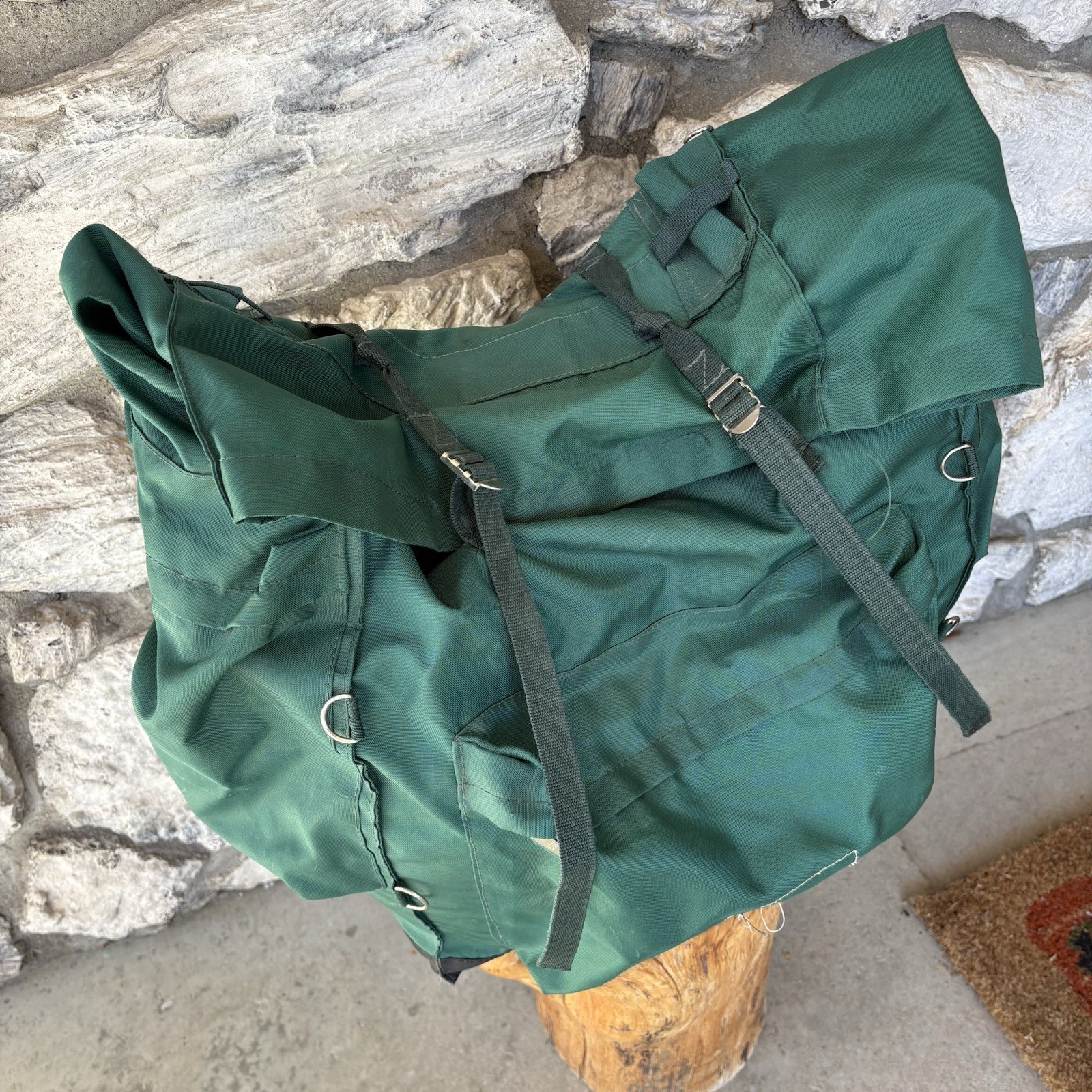 Vintage Backpacking Backpack Green Canvas Backback Original Rover Pack