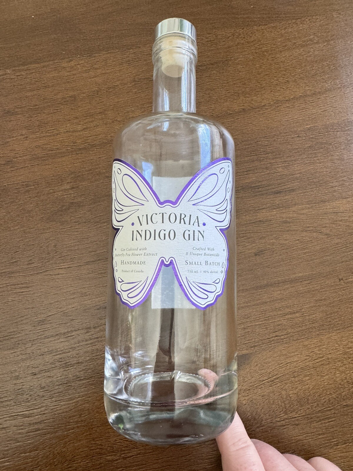 EMPTY Victoria Indigo Gin Small Batch Bottle 750 ml Canada Clear Crafts