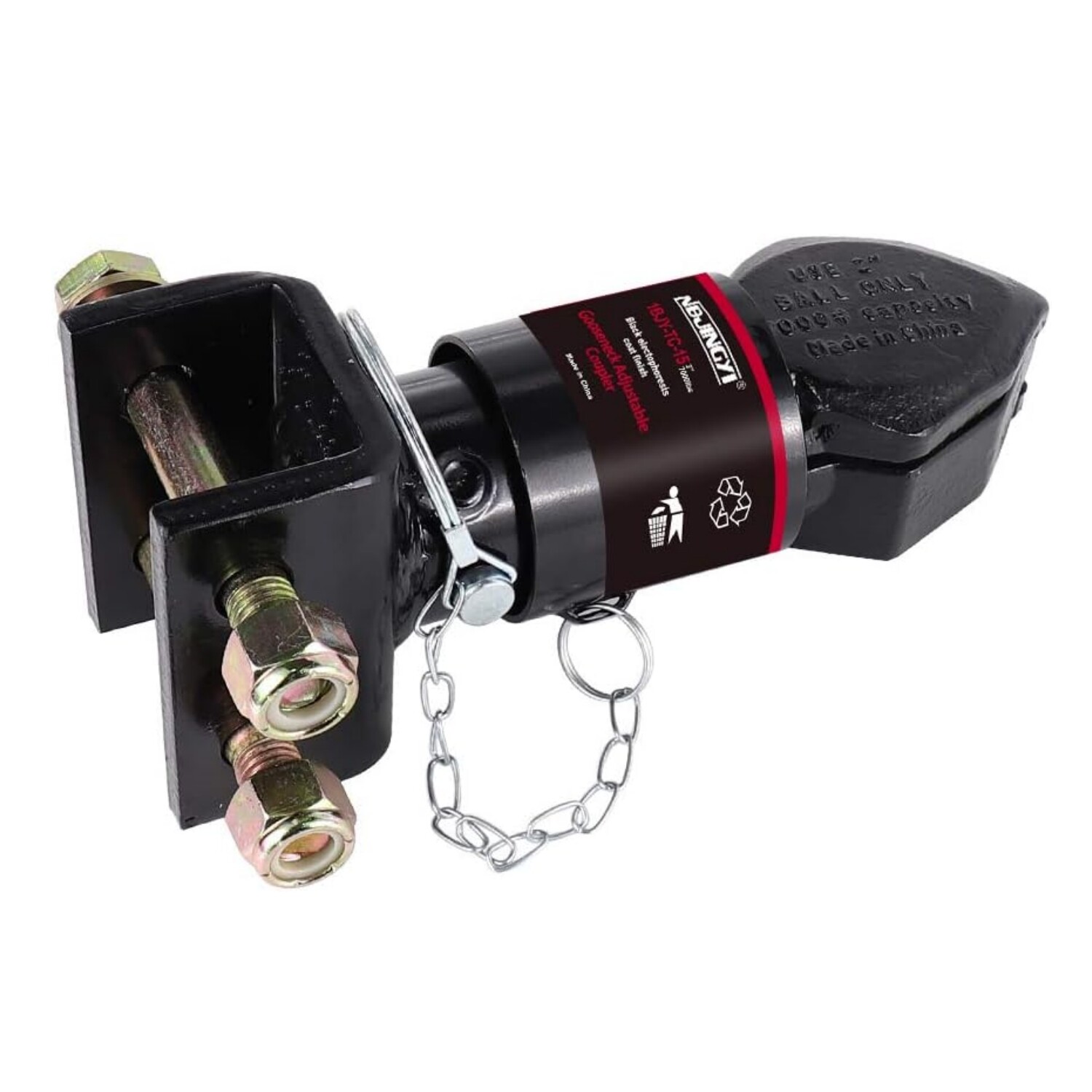 Adjustable Trailer Coupler 2" Ball Size Capacity 7000lbs Channel-Mount Coupler