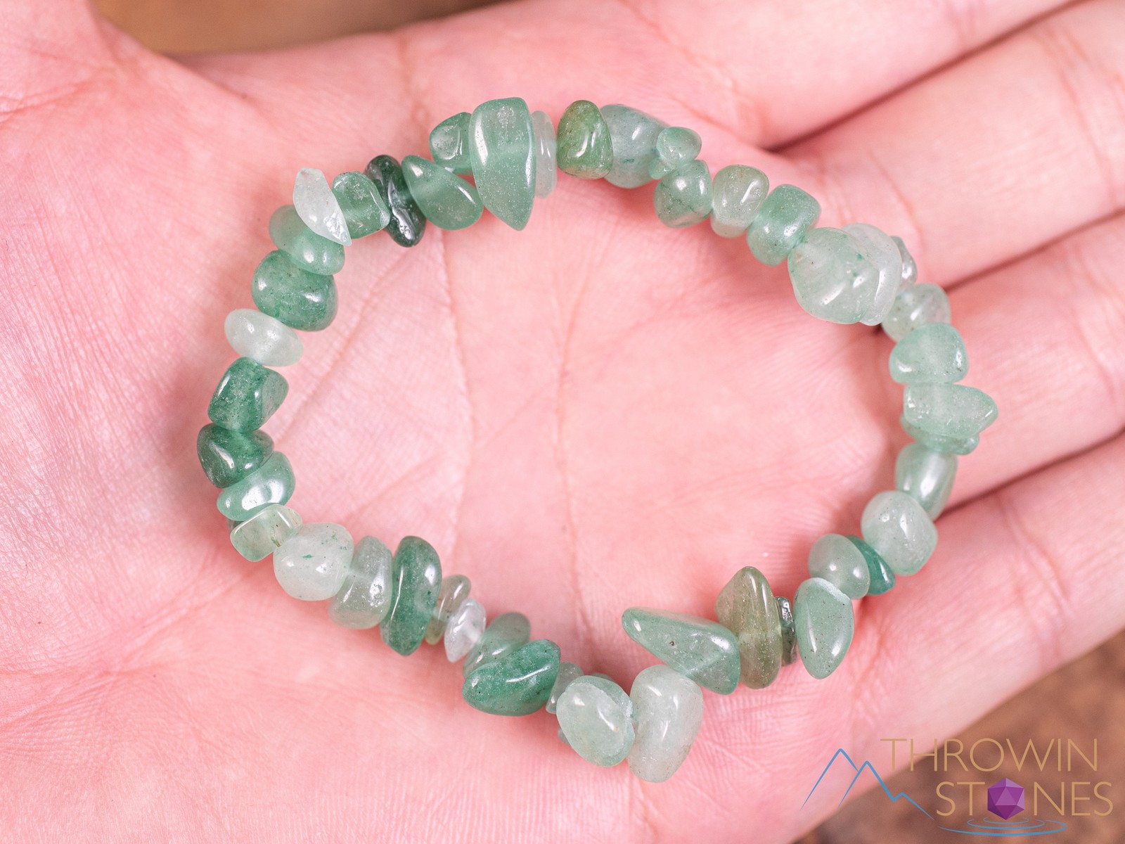 Green AVENTURINE Crystal Bracelet - Chip Beads - Beaded Handmade Jewelry, E1318