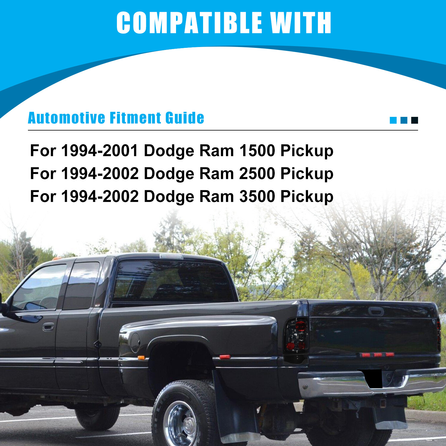 Smoke Lens Tail Lights Pairs For 1994-2002 Dodge Ram 1500 2500 3500 4000 Pickup