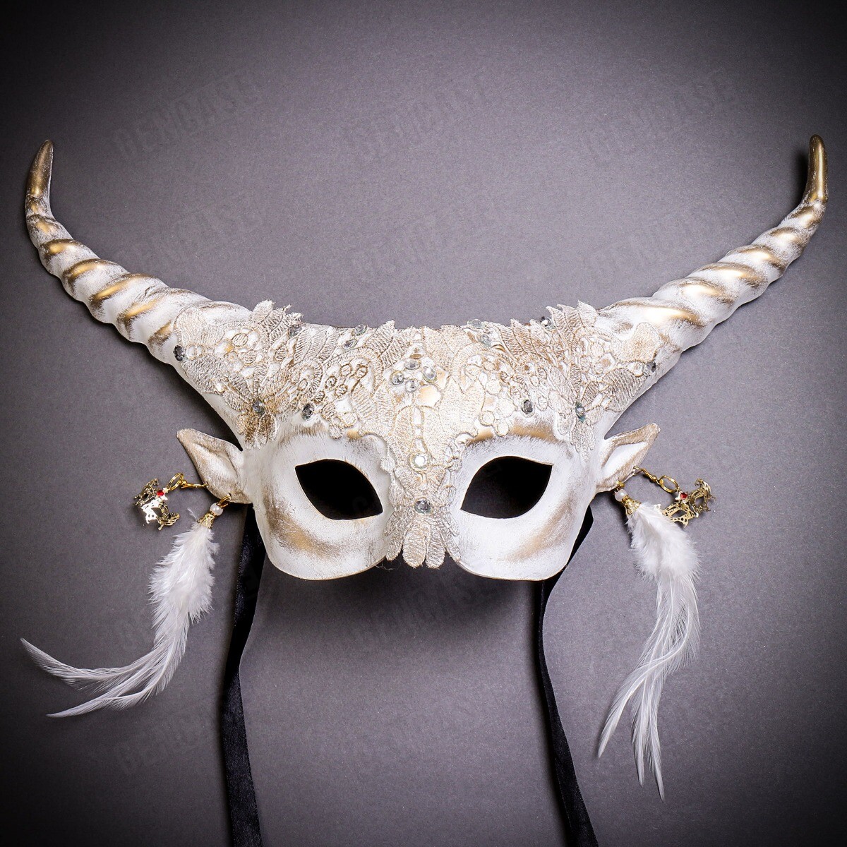 Luxury White Gold Sexy Lace Masquerade Mask for Women Party Cosplay Prom Mask