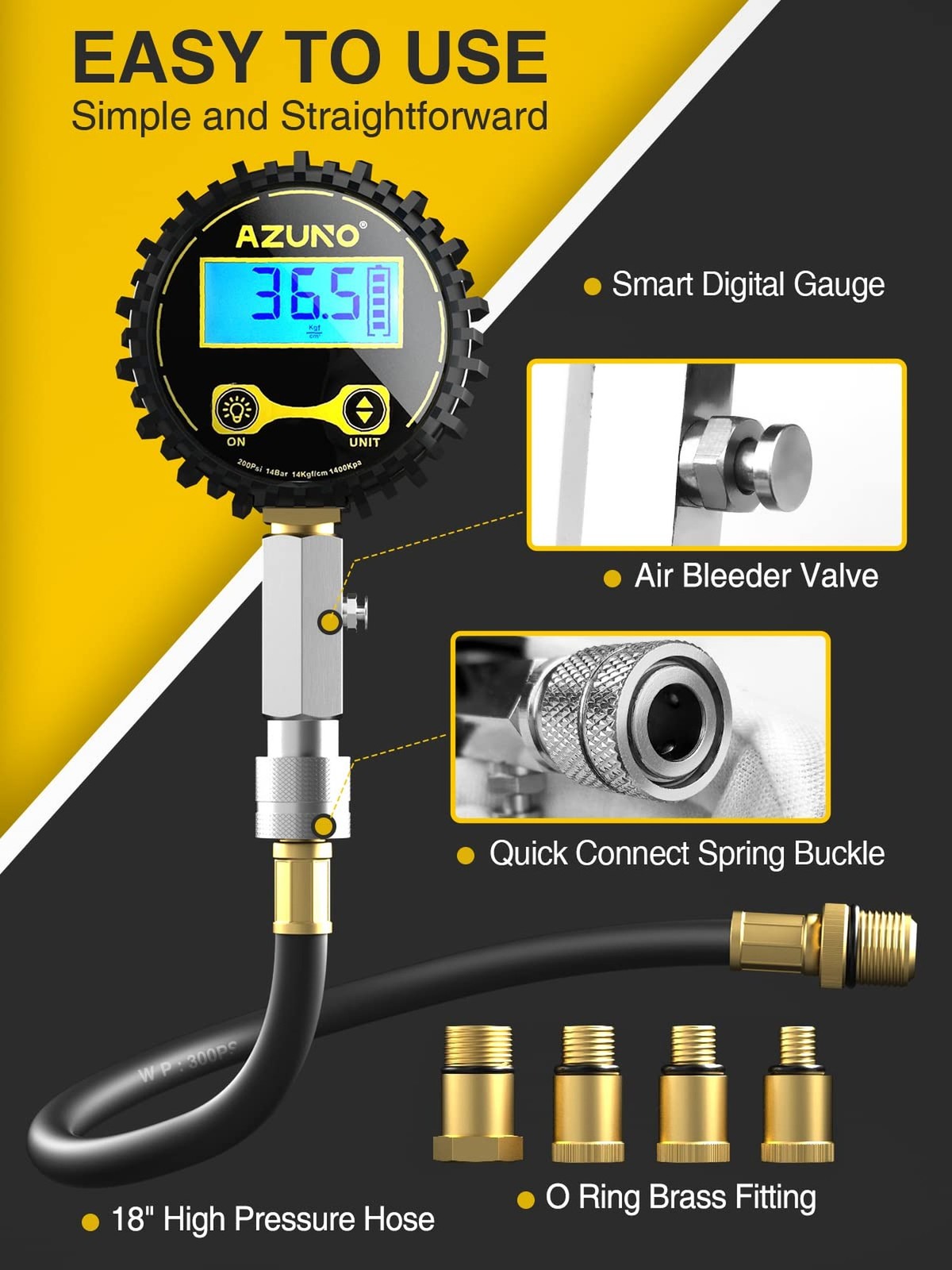 Compression Tester Automotive, Digital Compression Gauge 200 PSI for Petrol E...