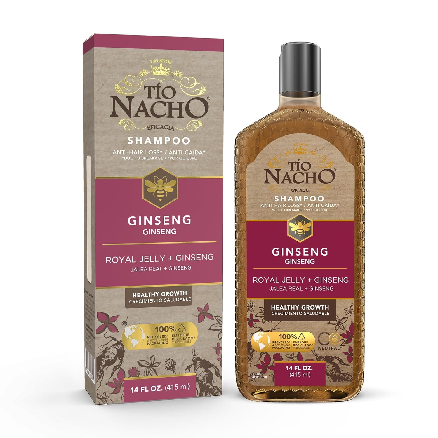 Tío Nacho Ginseng Shampoo with Royal Jelly, Revitalizing Shampoo -  14 fl oz