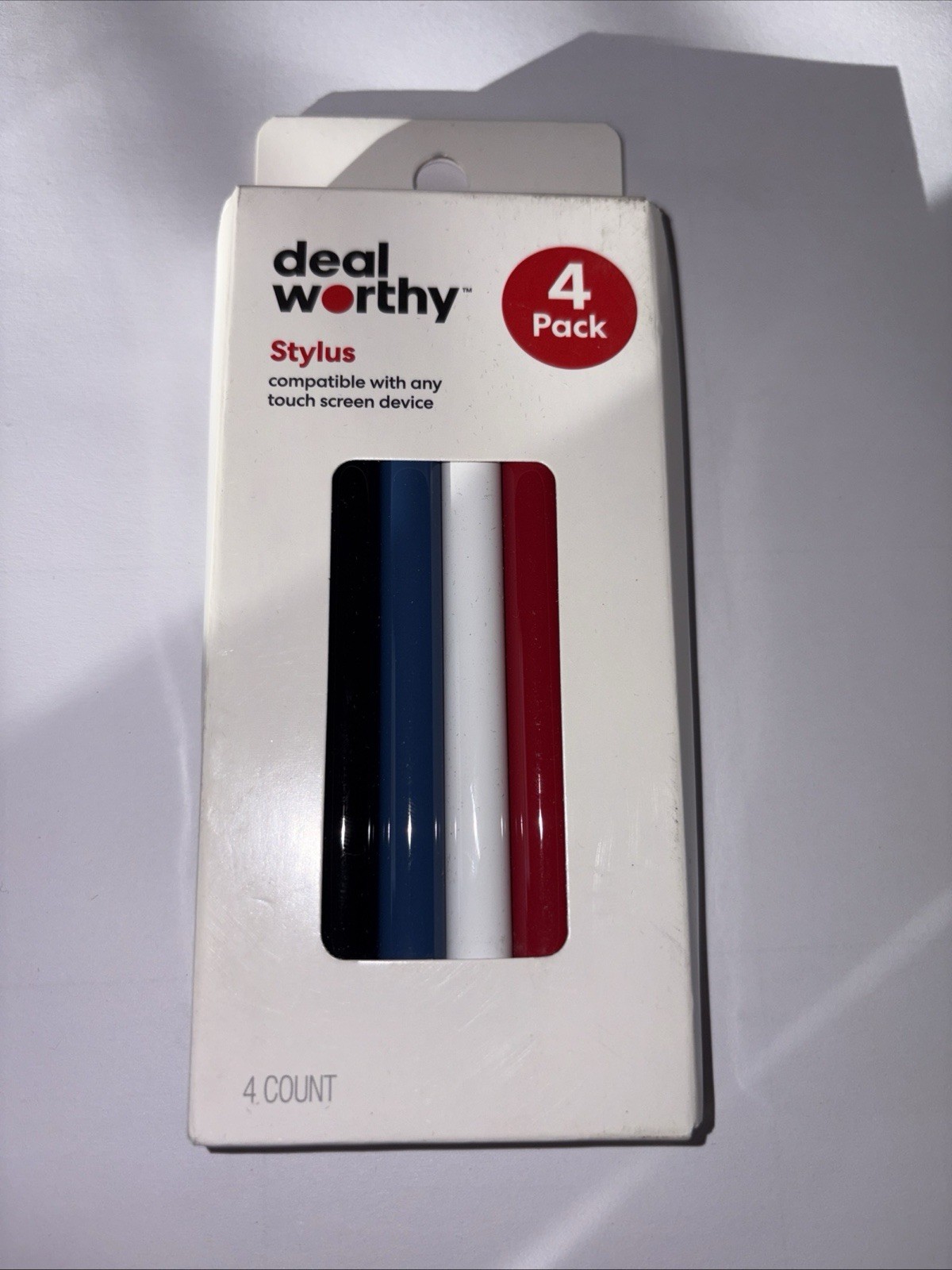 Deal Worthy Stylus Set - Black, Red, Blue, White 4 Pack New in Box
