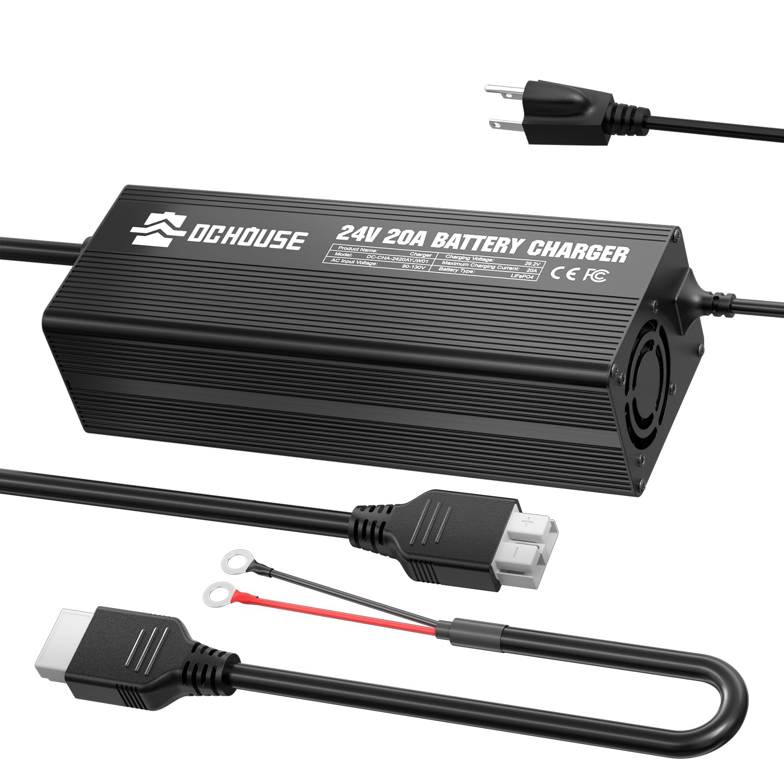 DC HOUSE 24V 20A LiFePO4 Battery Charger 0V Activation for Marine | 4-Stage F...