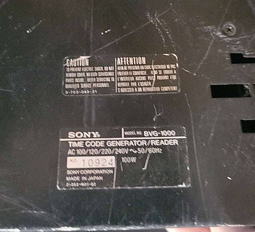 Sony BVG-1000 Time Code Generator/Reader