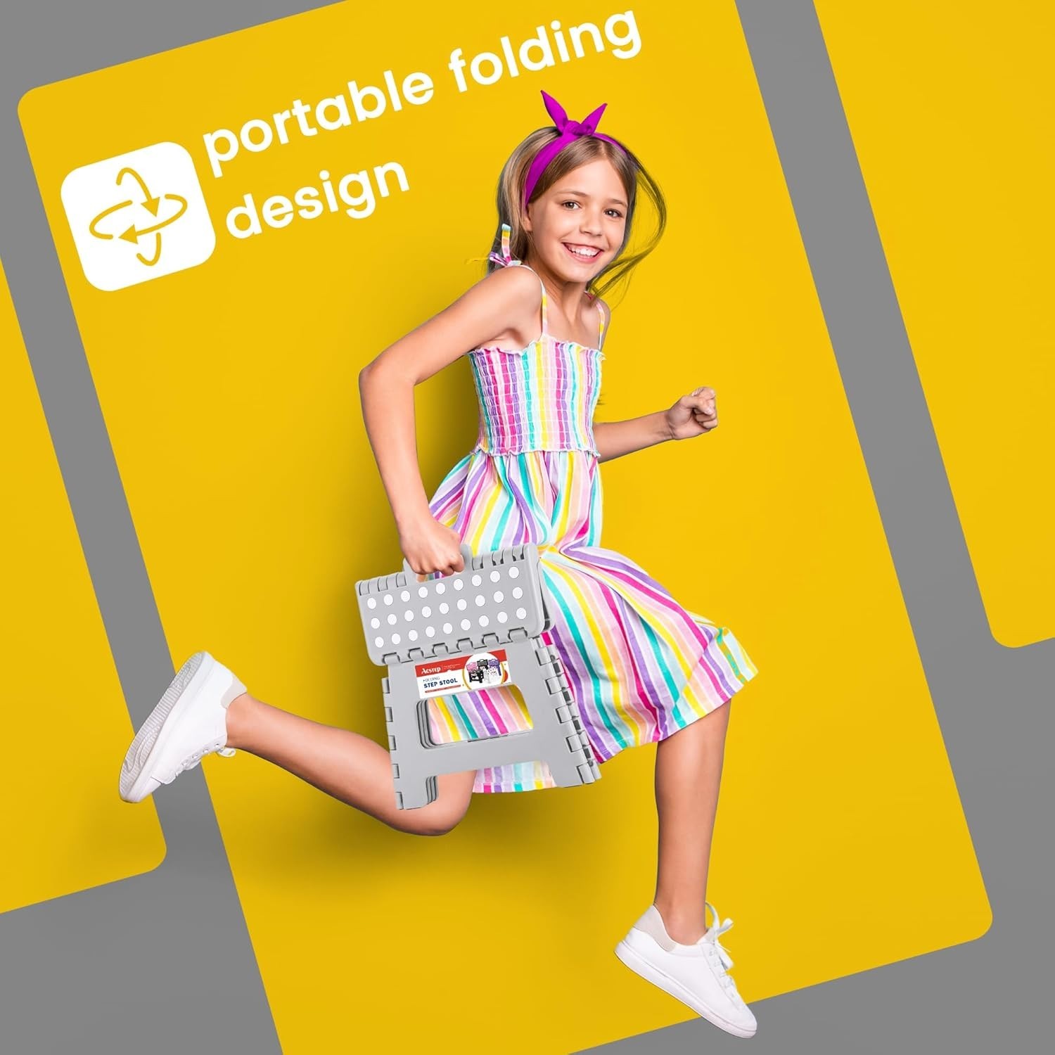 Durable 9-Inch Folding Step Stool with Portable Handle - Perfect for Every Room