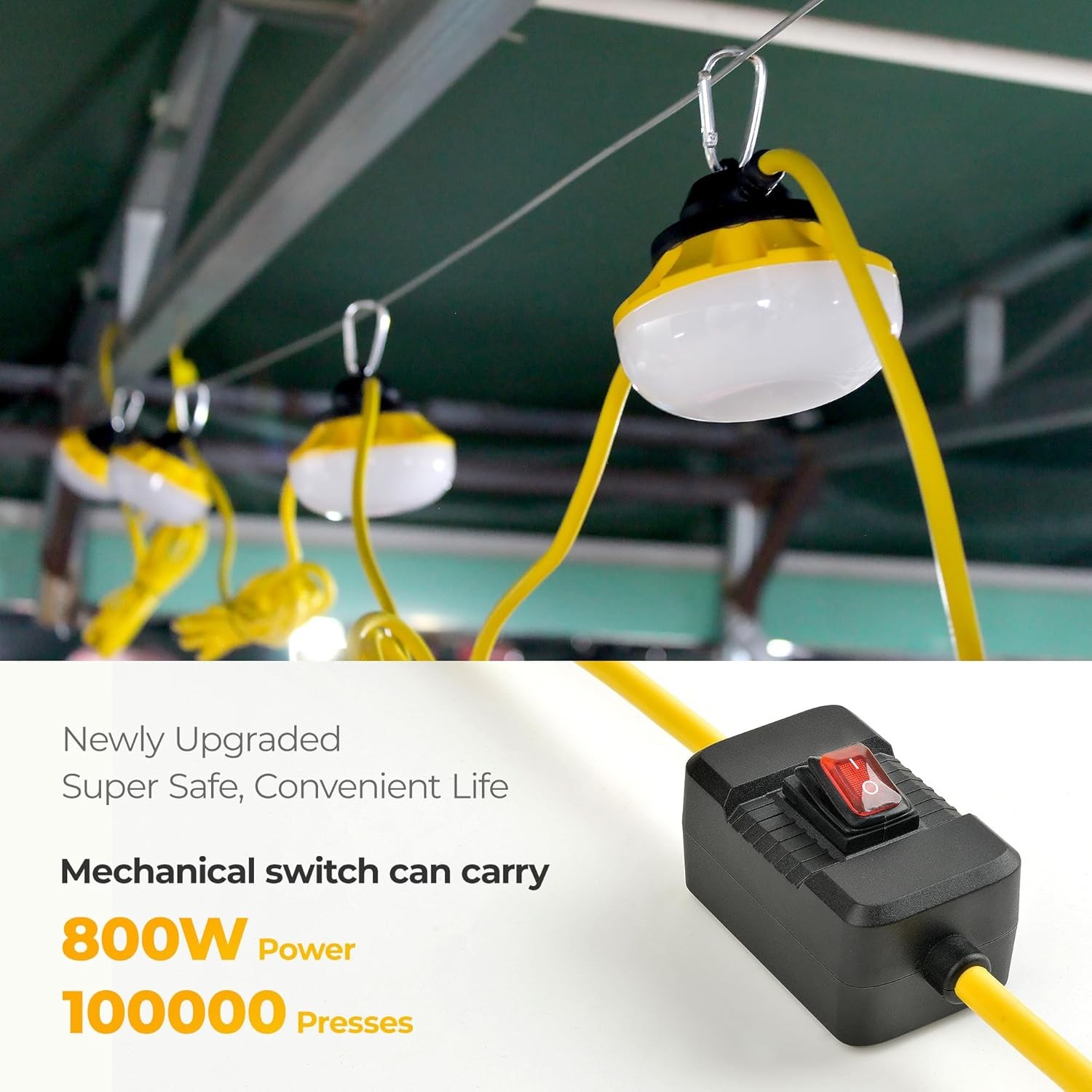 3 Prong LED String Lights with Switch: 100FT Linkable ETL Certified Bright Work