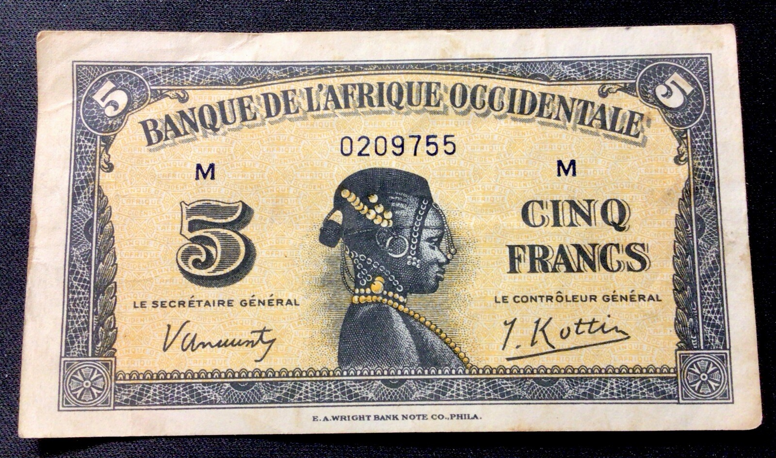 1942 December 14 Banque De L’Afrique Occidentale Crisp 5 Francs Note! ENN Coins
