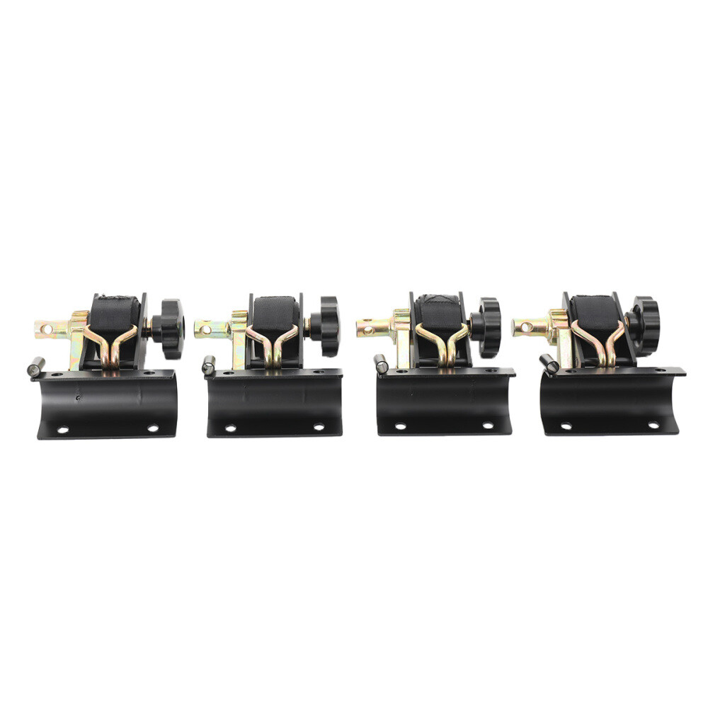 4x Ladder Rack Ratchet Straps w/ J-Hook 1.5"x7.5' Black Retractable Ratchet Tie