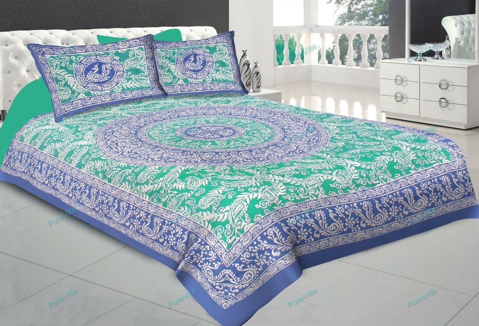 New Floral Print Cotton Double Bed Sheet With 2 Pillow Cover For Occasion Gift