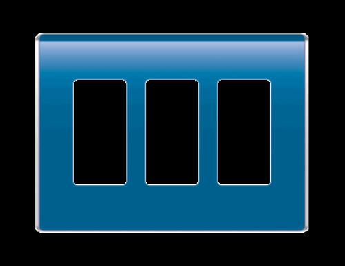 On Q PASS & SEYMOUR 3-GANG STUDIO WALL PLATE, CYAN  Decorator  Flat Blue