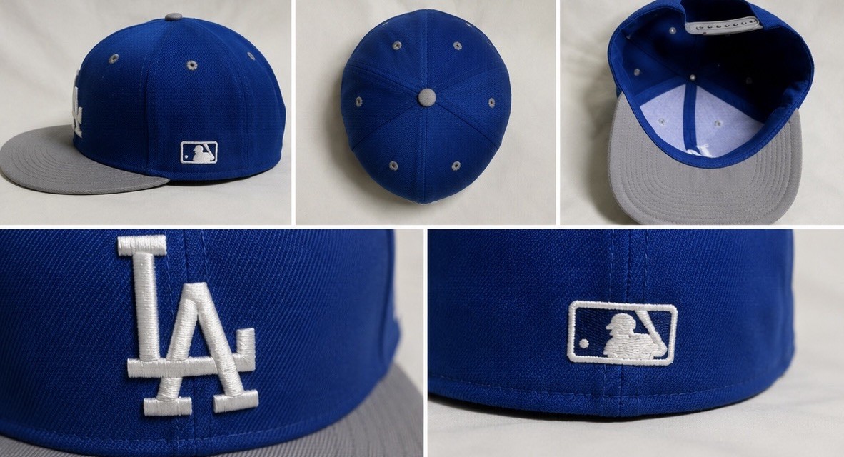 LA Dodgers Style Snapback Hat Blue Gray Adjustable Flat Brim Cap