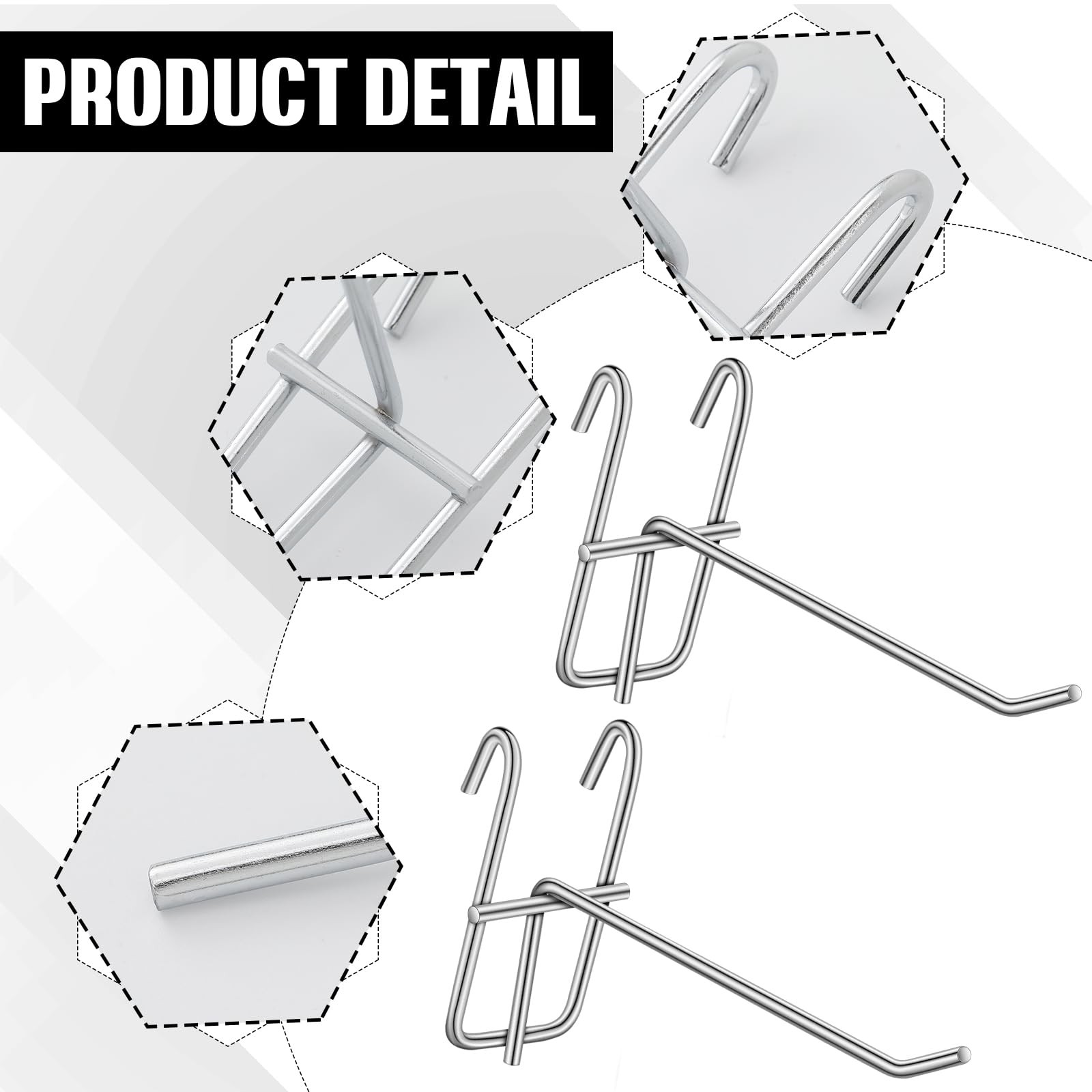 25 PCS 6 Inch Silver Grid Wall Panel Hooks Display Retail Garage Hangers