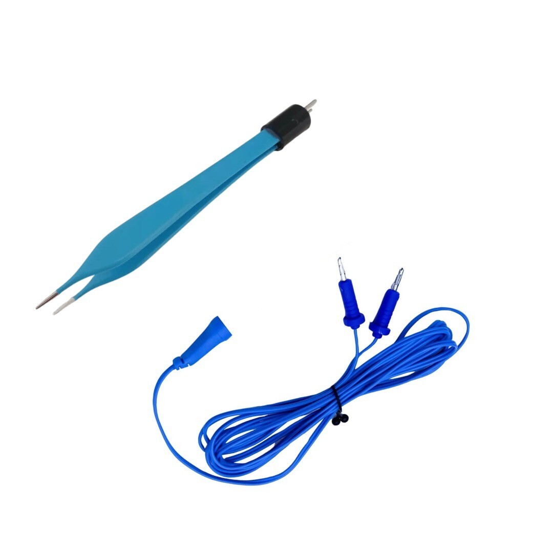 Reusable 12cm Adson Bipolar Forceps with 3m Cord – Blue Precision Tip