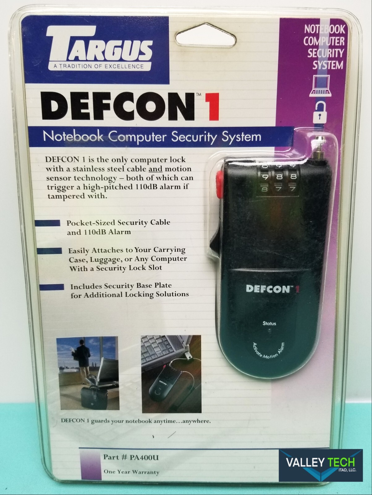 Targus PA400U Defcon 1 Notebook Computer Security System w/110dB Alarm - NEW