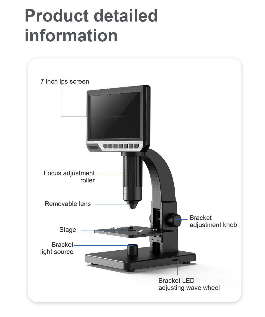 2000X Digital Microscope with 7" HD LCD Display USB Microscope Digital Magnifier