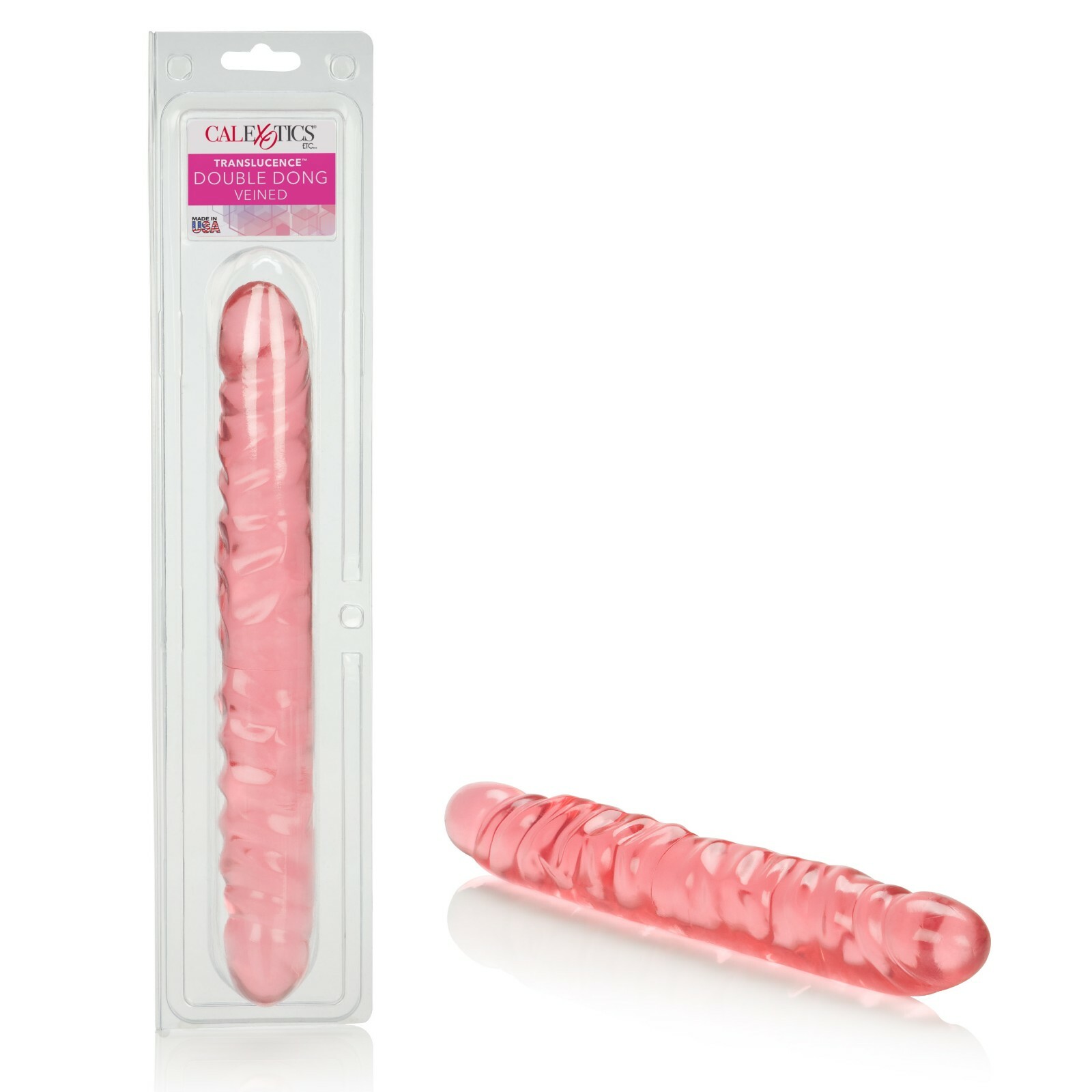 CalExotics Translucence 12" Veined Double Dong Pink Dildo