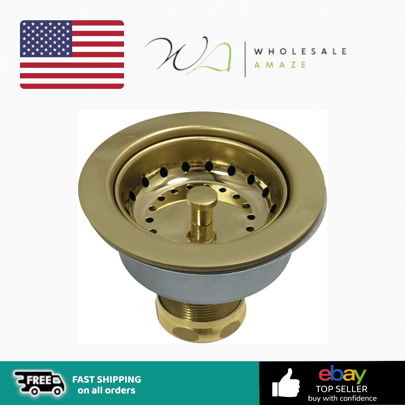Kingston Brass K112PB Tacoma Kitchen Sink Basket Strainer, Polished Brass