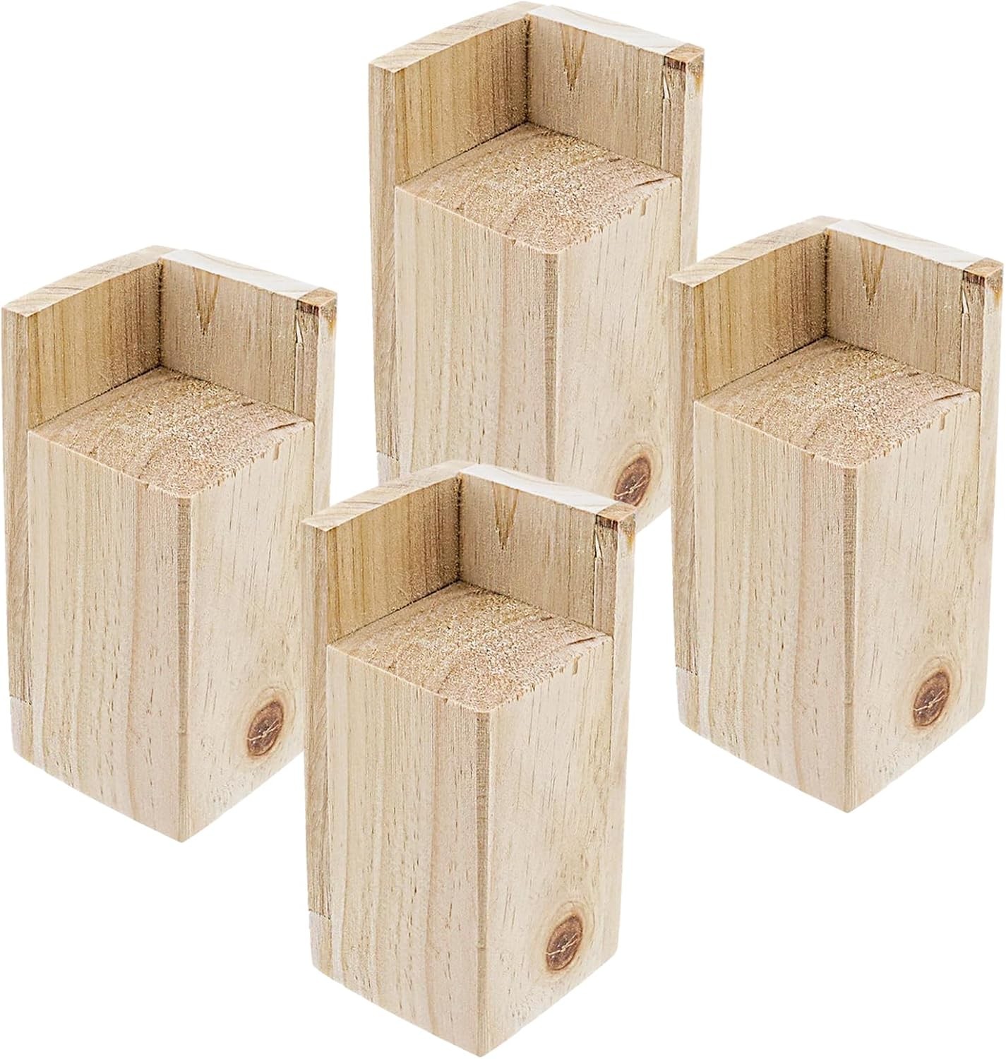 Solid Pine Wood Round Furniture Riser 4Pcs 4 Inch Rising Height 2 Inch Width