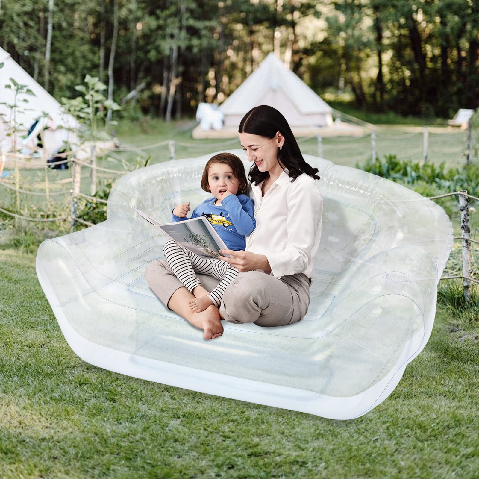 Portable Inflatable Sofa Double Person PVC Sofa Patio Camping Inflatable Couch
