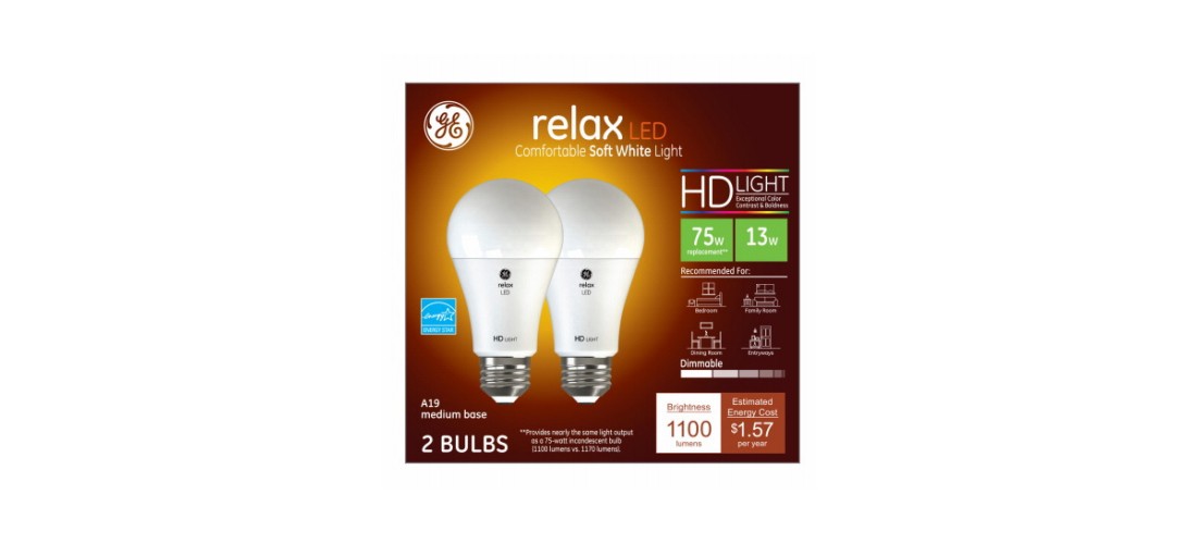 LED Light Bulb Relax HD A19 E26 (Medium) Soft White 75 Watt Equivalence Frosted