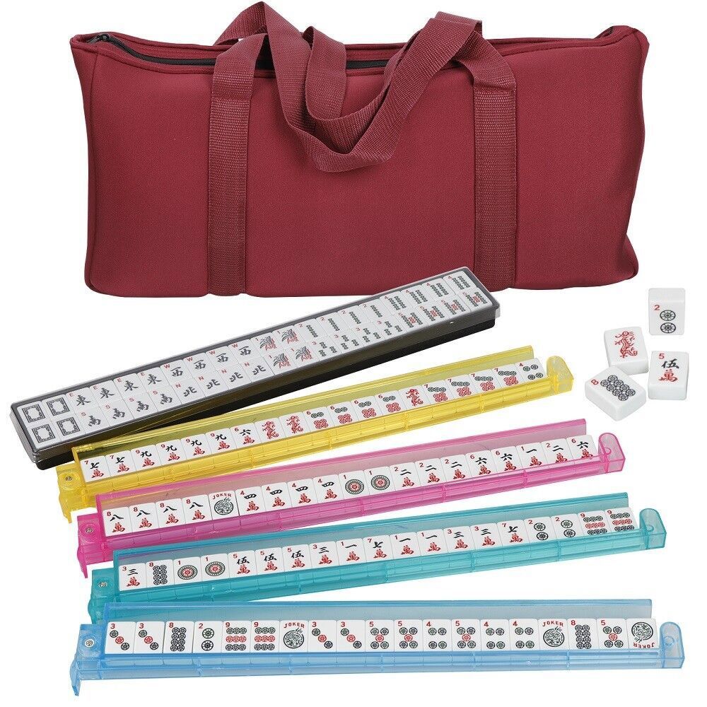 American Mahjong Full 166 Set Collectible Western Mah Jongg Tiles w Pushers