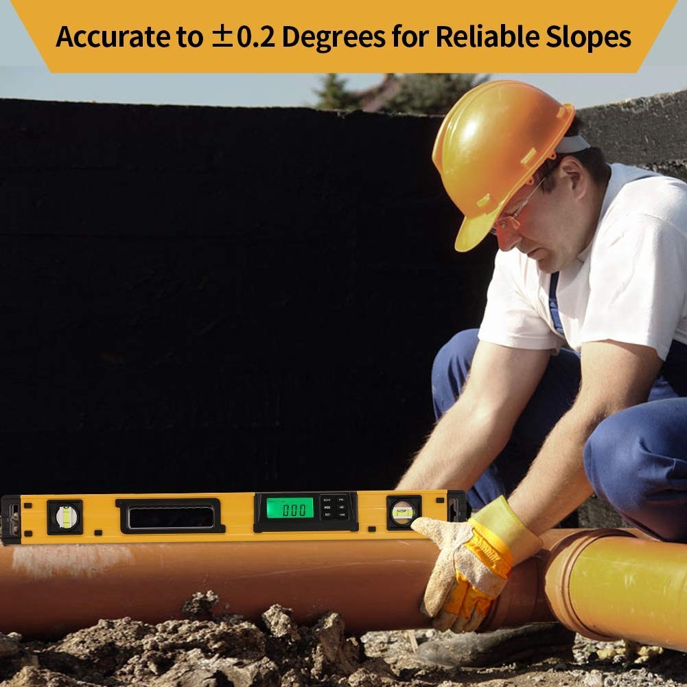 2PM TOOLS 24-Inch Digital Torpedo Level and Protractor | 24 inch, Yellow