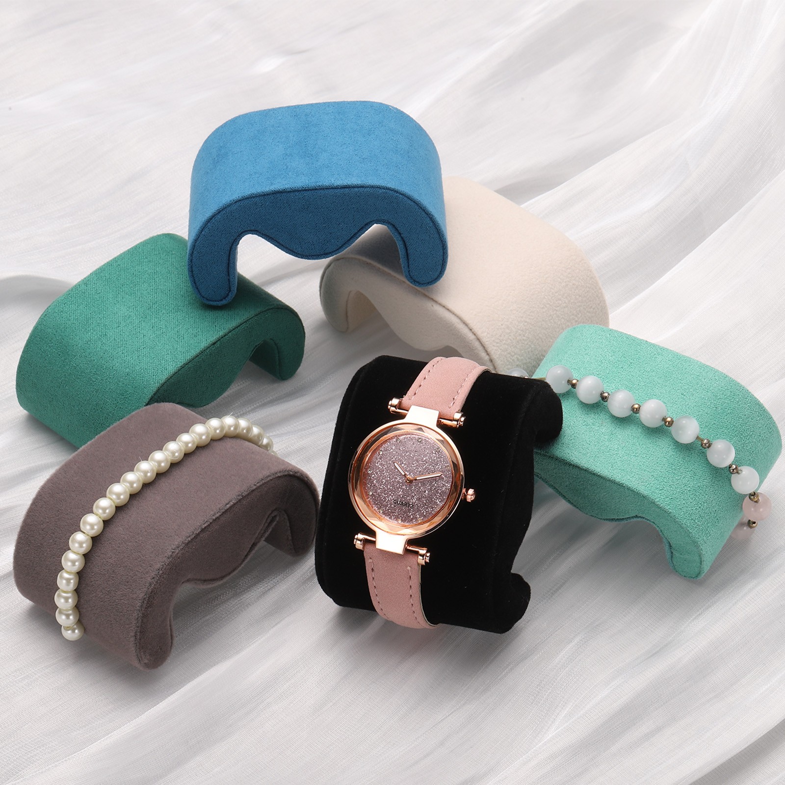 2pcs Watch Case Pillows M Shaped Watch Display Pillow Black