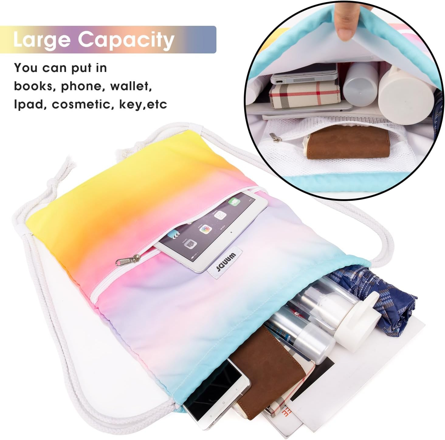 Drawstring Backpack String Bag Sackpack Cinch Water Resistant Nylon for Gym Shop