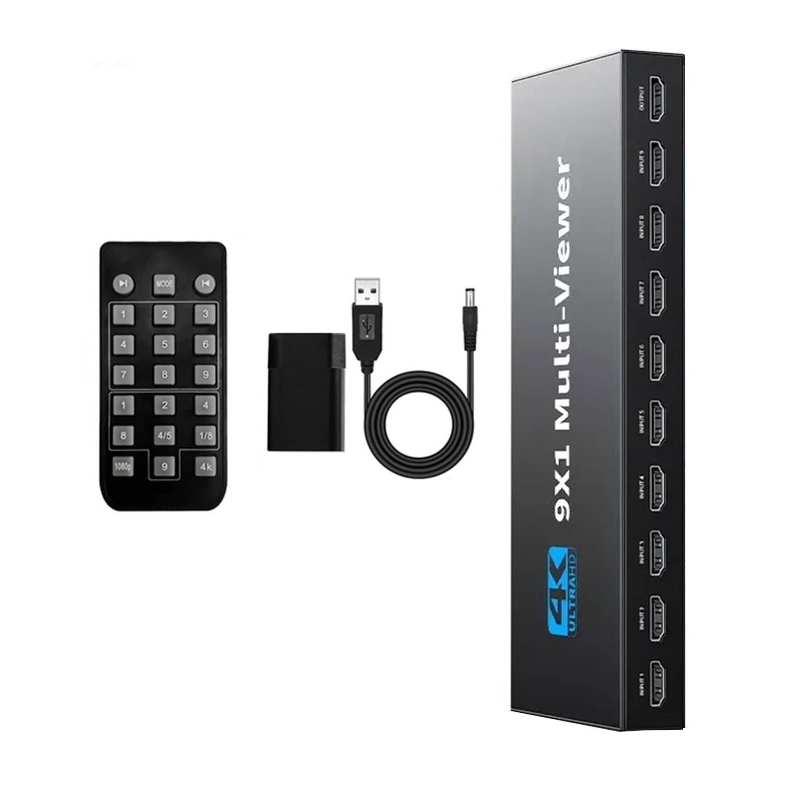 HDMI 9x1 Multiviewer 4K 30hz 9 In 1 Out 1080P Screen Multi-Viewer Switch Box