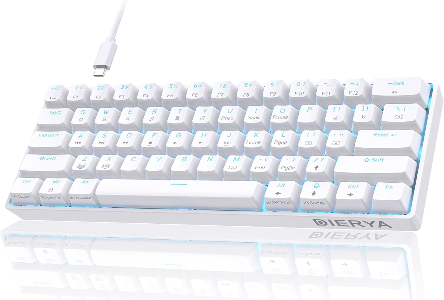 60% Mechanical Keyboard, Dk61Se Wired  Keyboard with Red Switches, LED Backlit U