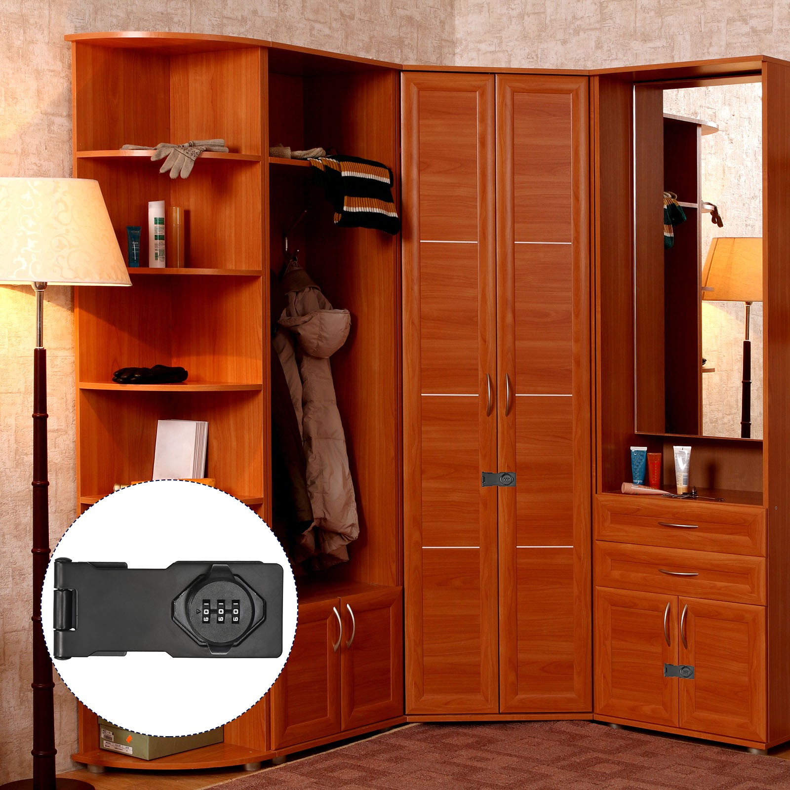 Cabinet Password Rotary Hasp Locks Door Security Combination Latch Lock Black